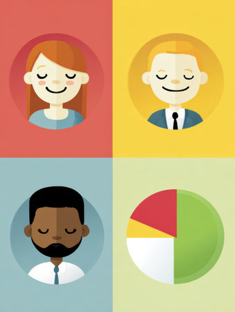 Infographic highlights strategies for cultivating joy in the workplace, featuring diverse characters and visual elements that represent teamwork and engagement.の素材