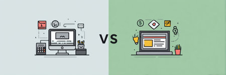 Infographic shows the differences between traditional and digital marketing with icons and text in a clear layout.の素材