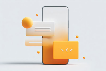 Mobile user interface displays a fragmented error page with faded elements in a modern design, showing various shapes and colors.の素材