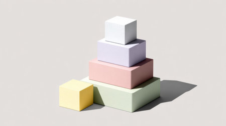 Pastel minimalist blocks are arranged in a visually appealing stack, representing creativity and organization in daily routines for high achievers.の素材