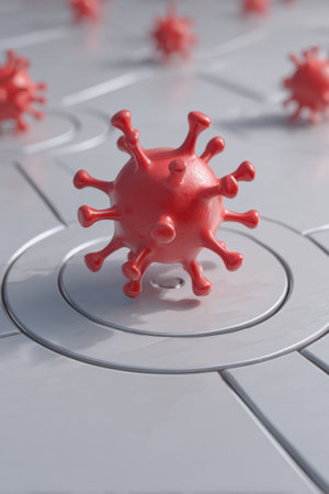 Visual representation of a security layer effectively blocking a red phishing virus, emphasizing the importance of cybersecurity in the digital age.の素材