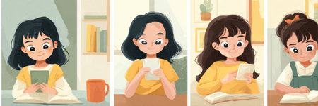 Infographic highlights creative methods for students to manage screen time while balancing study and leisure during the school season.の素材