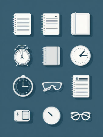 A visually appealing infographic that showcases a deep work routine using icons representing focus, timers, and notebooks designed with a minimalist style.の素材