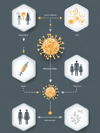 This infographic illustrates the process of vaccination, detailing how exposure leads to immune memory and protection against illnesses in the human body.の素材