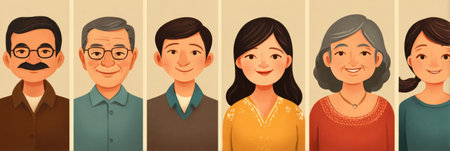 This artwork features a clear list of family values from diverse Latin cultures, paired with gentle icons of togetherness and affection.の素材