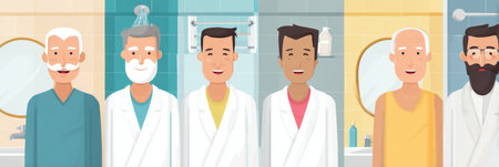 This infographic highlights the preventive care schedule for men, showing various recommended health checkups and screenings across different age groups.の素材