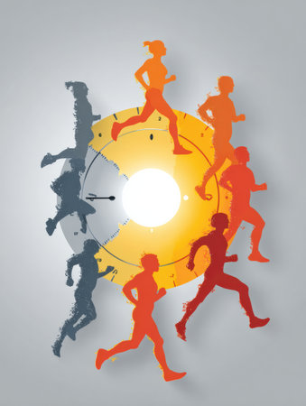 Visual depiction of how sun exposure varies by skin type and time of day, offering insights for safe outdoor activities and sun protection.の素材