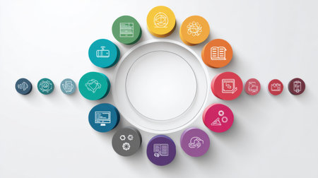 This infographic features a circular diagram showing the advantages of lifelong learning through visually appealing icons against a clean white background.の素材