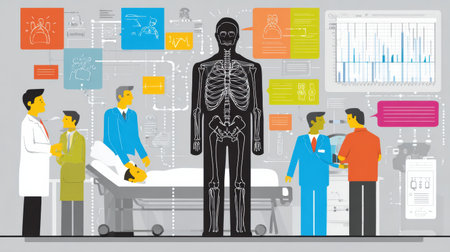 Infographic displays the top five preventable causes of death in men, using a clean, clinical layout with clear visual data and essential health messagesの素材
