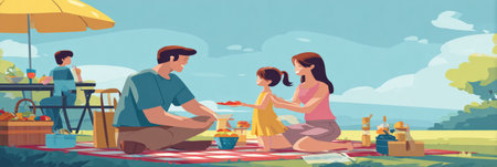 Families can use this picnic planning checklist for preparing a delightful outdoor meal together, enjoying food and bonding in a peaceful park.の素材