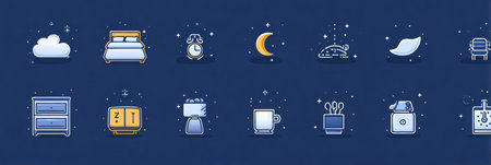 This infographic illustrates essential mens sleep hygiene tips using visual blocks and bedtime icons to promote effective nighttime routines and restful sleep.の素材