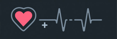 Heart monitoring device displays live pulse readings with a heart icon, featuring an empty top section suited for patient information or notes.の素材