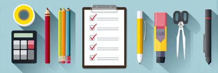 This infographic presents a clear list of essential school supplies to help students stay organized and ready for the upcoming academic year ahead.の素材