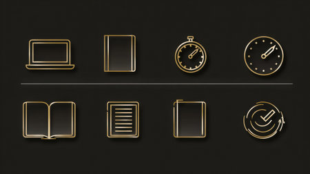 Infographic highlighting deep work routine with icons representing a laptop, notebook, timer, and clean visuals designed for enhancing productivity.の素材