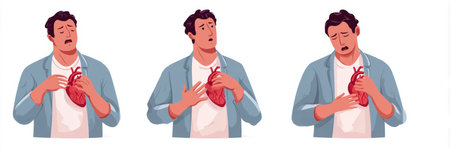 This guide highlights common heart health symptoms in men, promoting awareness and proactive management for better well-being.の素材