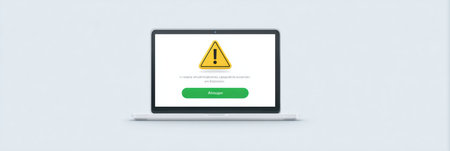 A laptop shows a suspicious update popup with a warning symbol suggesting a phishing attempt. The layout appears intentionally blank, raising concerns.の素材