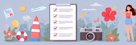 Engaging checklist for summer memories showcases activities and items to remember while enjoying the warmth and beauty of the season.の素材
