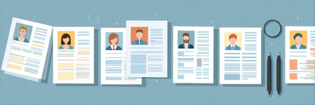 Visual representation of the UX persona creation process using clear cards featuring profile icons, aimed at enhancing user experience design methodologies.の素材