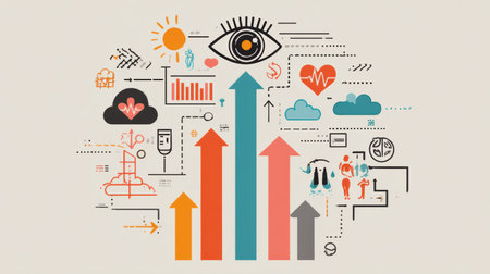 This design features impactful arrows and health-related icons, effectively conveying key wellness information in a clean and engaging layout.の素材