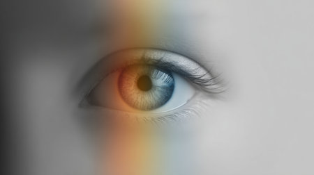 A symbolic representation of vision restoration shows an eye transitioning from blurred to clear, highlighting the journey toward enhanced clarity and hope.の素材