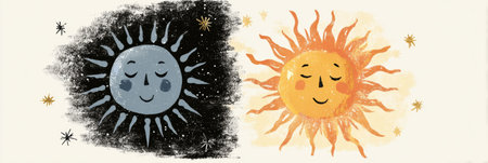 This infographic outlines the key differences between UVA and UVB rays and emphasizes their effects on skin health and sun protection.の素材