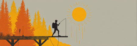 This infographic outlines essential outdoor safety practices for fishing and hiking on sunny days to ensure a safe, enjoyable experience.の素材