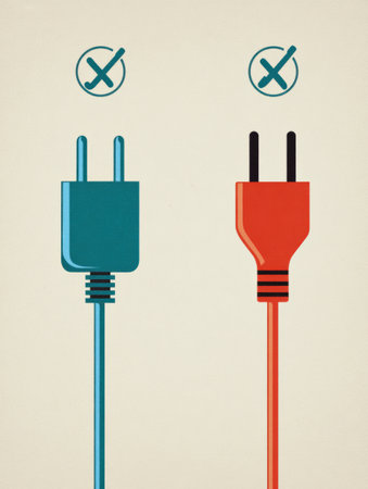 Guide highlights important electrical safety dos and donts with clear icons of flat plugs and wires to promote safe practices at home and beyond.の素材
