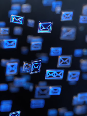 Spam icons clutter the inbox, creating chaos below while keeping the upper area clear for easy access.の素材