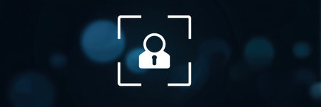 Facial recognition lock symbol appears prominently over user avatar, showing advanced security technology for enhanced personal safety and privacy.の素材