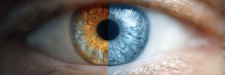 Blurred-to-clear gradient visualizes vision restoration, showcasing an eye transitioning from obscurity to clarity, symbolizing hope and improvement.の素材