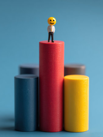 A colorful emotional health bar rises as speaking negative comments fade away, illustrating the journey towards improved self-esteem and positivity.の素材