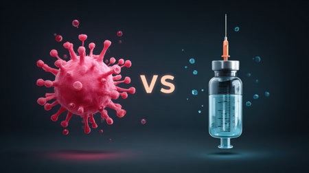 Infographic presents a detailed comparison of vaccines and viruses, highlighting key differences in their functions and roles in public health.の素材