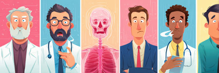 Infographic shows the top five preventable causes of death in men, featuring a clean design with visuals for better understanding.の素材