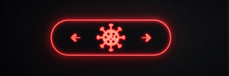 Bright red download icon displaying a virus symbol suggests an urgent warning about unsafe content, emphasizing the need for caution while browsing online.の素材