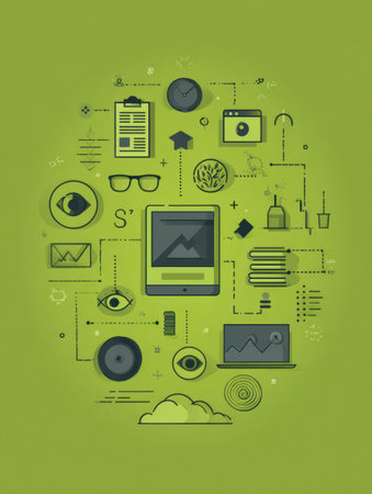 This infographic outlines essential design elements, tools, and processes for creating a compelling visual brand identity, emphasizing clarity and strategy.の素材