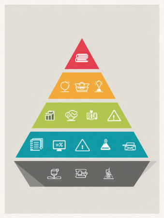 Infographic shows the learning pyramid with retention rates for various teaching methods using colors and icons for clarity.の素材