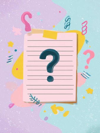 A pastel notebook displays colorful daily reflection questions to encourage self-discovery and personal growth. Perfect for journaling and mindfulness practice.の素材