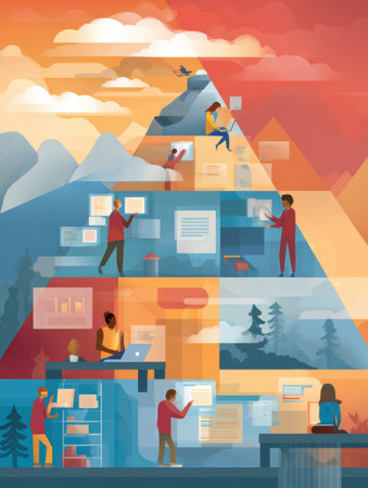 Visual representation of an engaging challenge-based learning week showing teamwork, creativity, and problem-solving in a structured educational environment.の素材