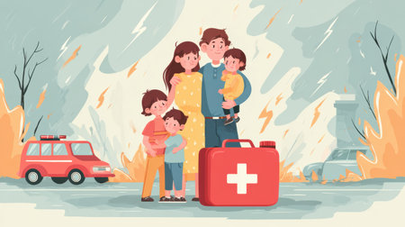 Families can effectively prepare for emergencies with a solid plan that includes communication, safety measures, and resource management for various scenarios.の素材