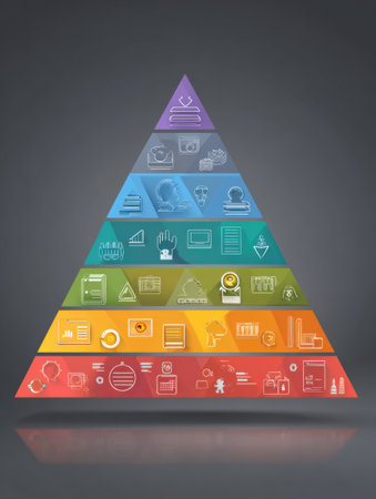 Infographic showcases the learning pyramid with retention rates for diverse teaching methods, using vibrant icons for clarity and visual appeal.の素材