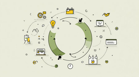 Infographic presents a customer feedback loop in a circular format.の素材