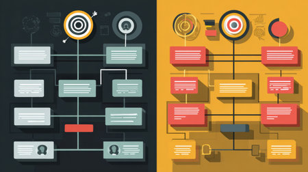 This infographic illustrates the distinctions between goals and systems using a flat workflow design to enhance understanding of productivity strategies.の素材