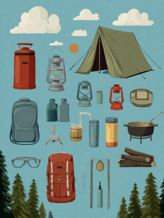 Explore must-have items for backyard camping that ensure fun and comfort for families, including tents, tools, and outdoor cooking gear.の素材