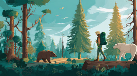 Discover essential wildlife safety tips for a safe summer hiking experience in parks and trails, ensuring enjoyment while respecting nature.の素材