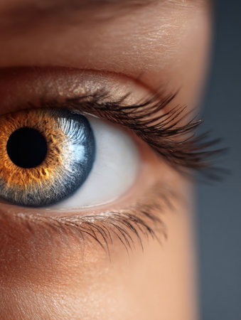 A vivid illustration shows an eye changing from blur to clarity, symbolizing the journey to improved sight and understanding.の素材
