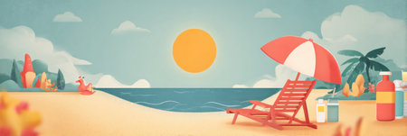 Infographic showcases key advantages of applying sunscreen daily while enjoying a beach setting, emphasizing skin health and sun safety tips.の素材