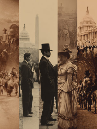 This timeline highlights key Latino cultural achievements in the United States, featuring prominent historical figures and milestones that shaped history.の素材