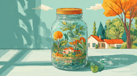 Step into a creative activity that encourages mindfulness by building a happiness jar filled with joyful memories and uplifting notes at home.の素材