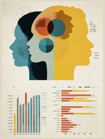 This infographic presents depression rates and treatment disparities among different ethnic groups through visual representations and data comparisons.の素材