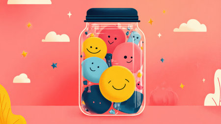 Discover how to create a happiness jar at home, filling it with notes of joy and moments that brighten your day, making every day special.の素材
